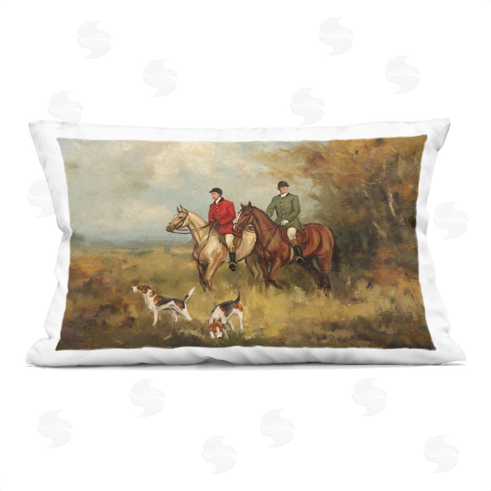 Ziwei Li Autumn Riders with Hounds Printed Lumbar Throw Pillow