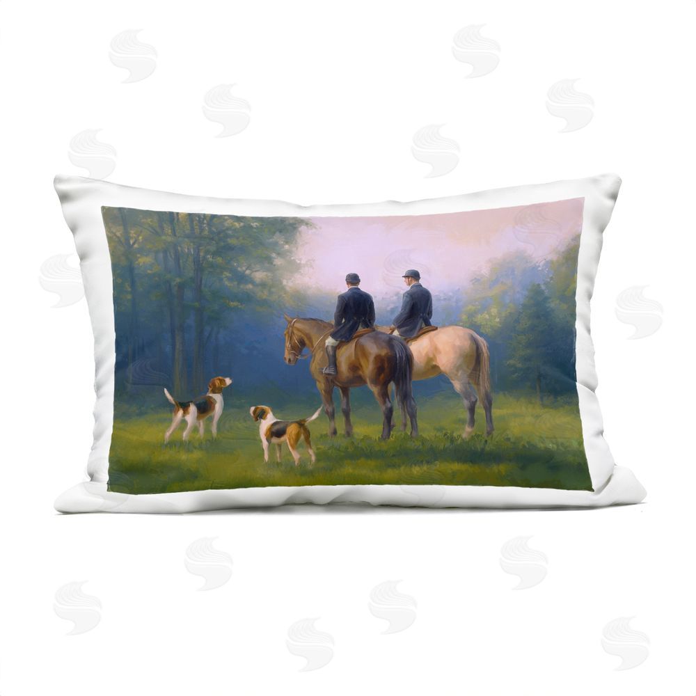 Ziwei Li Morning Ride with Hounds Outdoor Quick-Dry Polyester Lumbar Pillow
