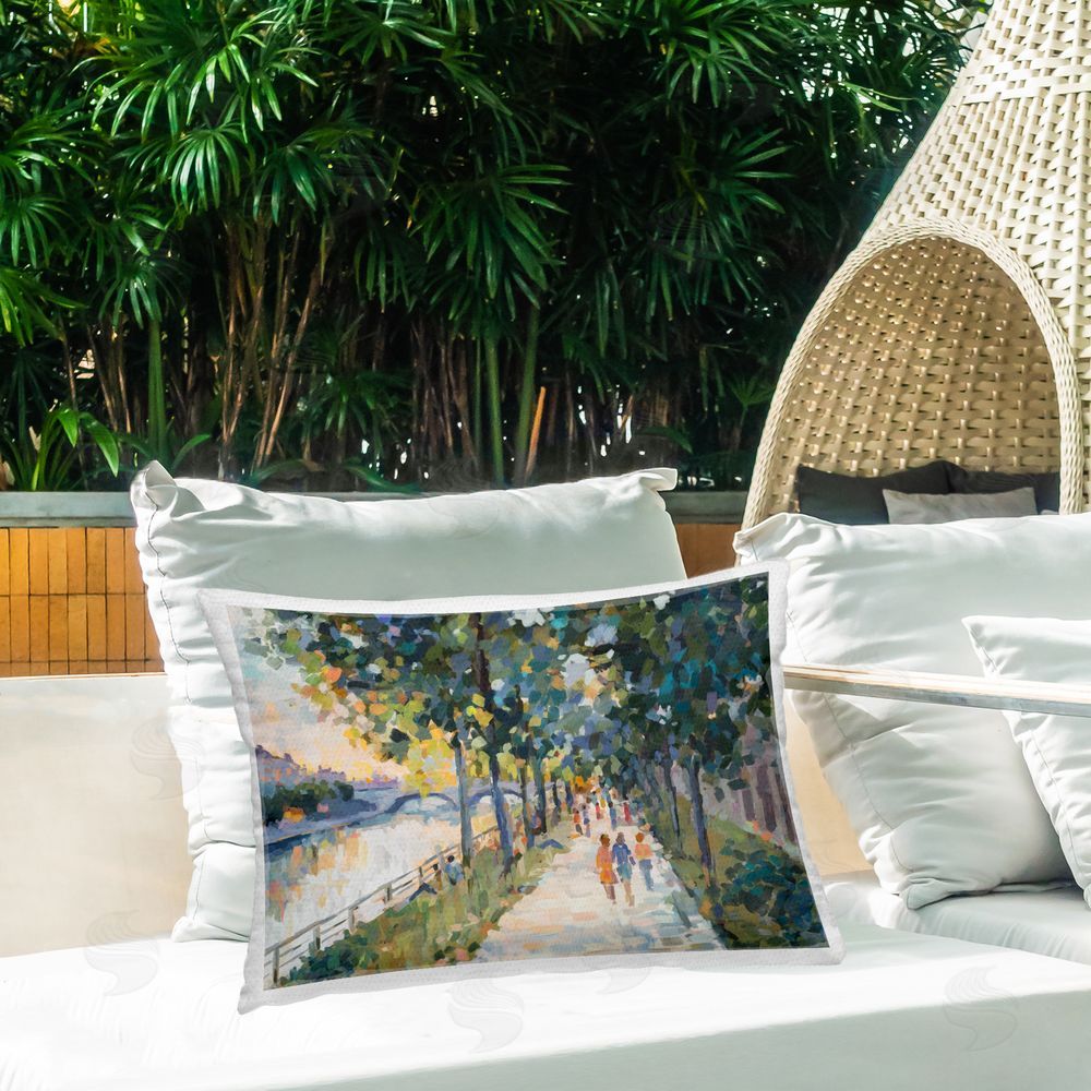 Ziwei Li Impression of River Pathway Outdoor Quick-Dry Polyester Printed Lumbar Pillow on Patio
