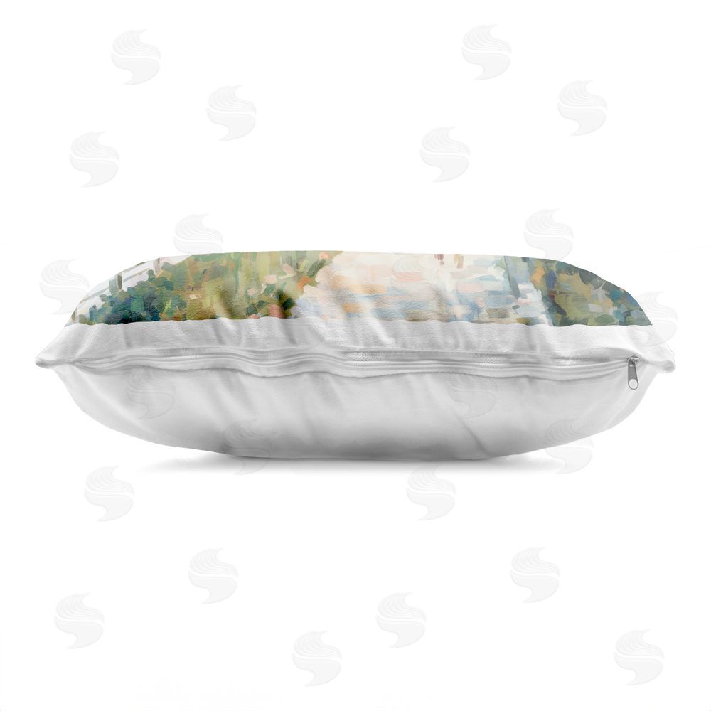 Ziwei Li Impression of River Pathway Indoor Plush Polyester Lumbar Pillow Zipper Detail