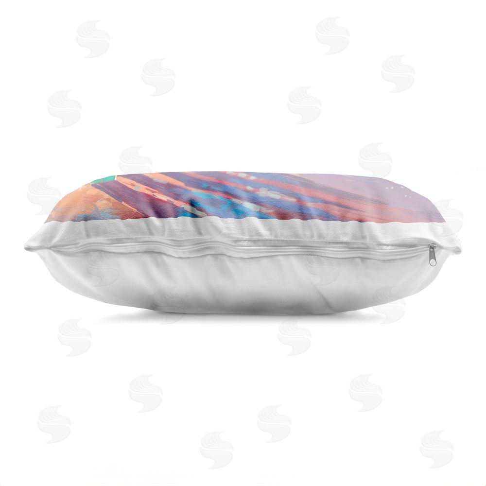 Ziwei Li Sunlit Surfboards by Shore Indoor Plush Polyester Lumbar Pillow Zipper Detail