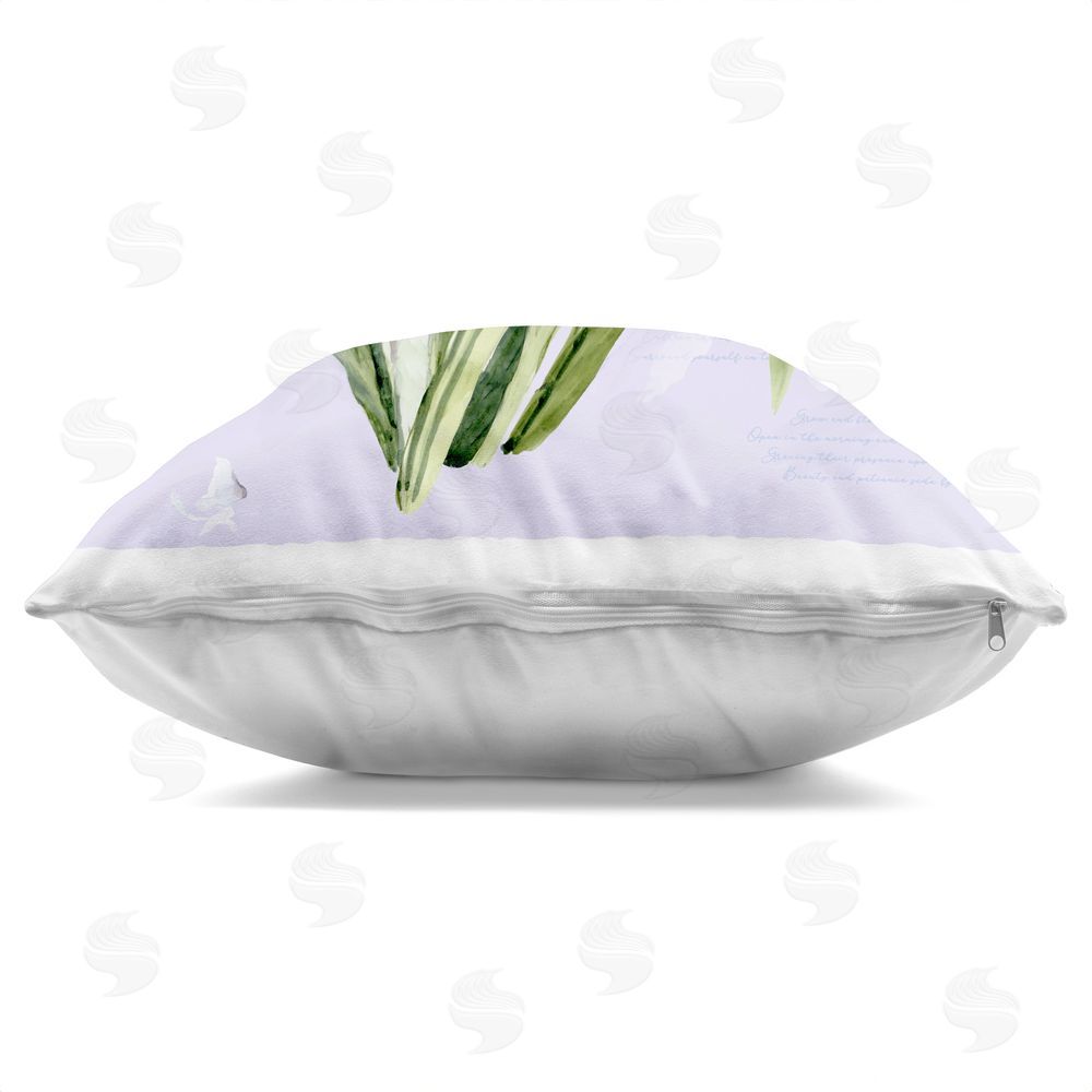Susan Winget Snowdrops with Vintage Writings Indoor Plush Polyester Square Throw Pillow Zipper Detail