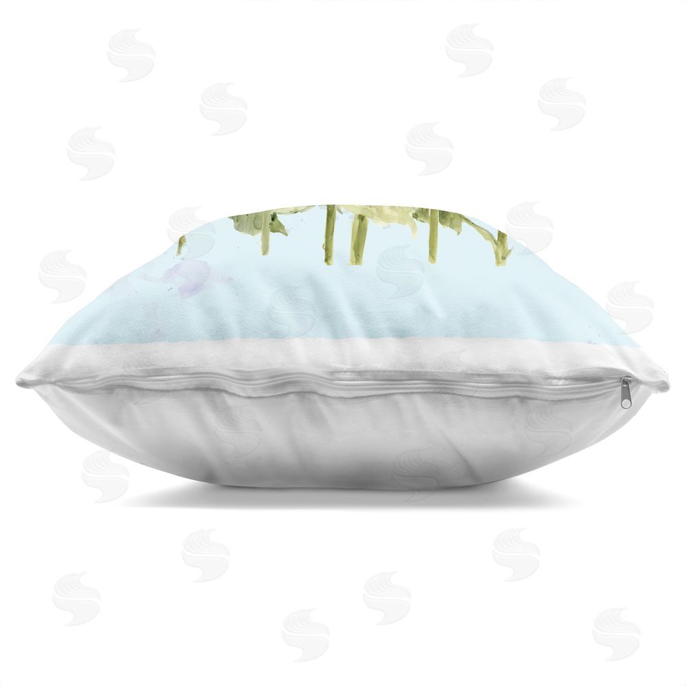 Susan Winget Sunflowers & Bee on Blue Indoor Plush Polyester Square Throw Pillow Zipper Detail