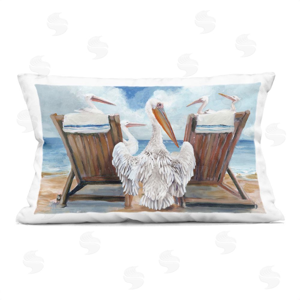 Stellar Design Studio Pelican Party Beachside Lounging Indoor Plush Polyester Lumbar Pillow