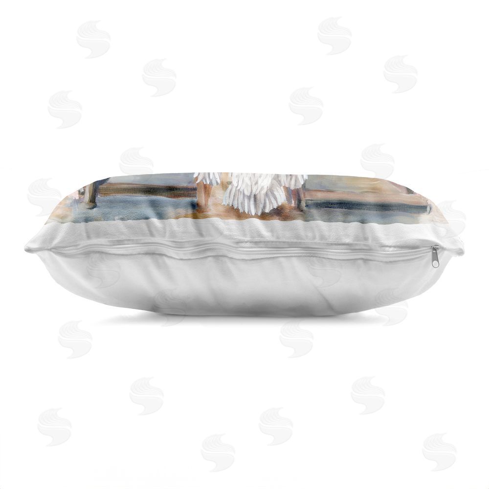 Stellar Design Studio Pelican Party Beachside Lounging Indoor Plush Polyester Lumbar Pillow Zipper Detail