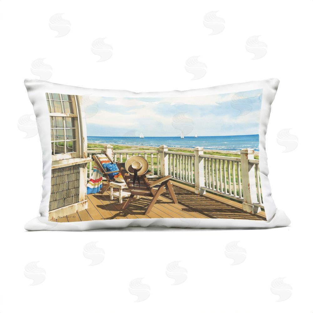 John Rossini Sunlit Coastal Porch Comfort Outdoor Quick-Dry Polyester Lumbar Pillow