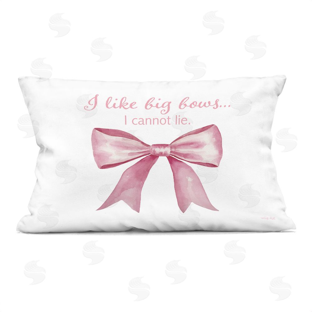 Cindy Jacobs I Like Big Bows Pink Ribbon Indoor Plush Polyester Lumbar Pillow