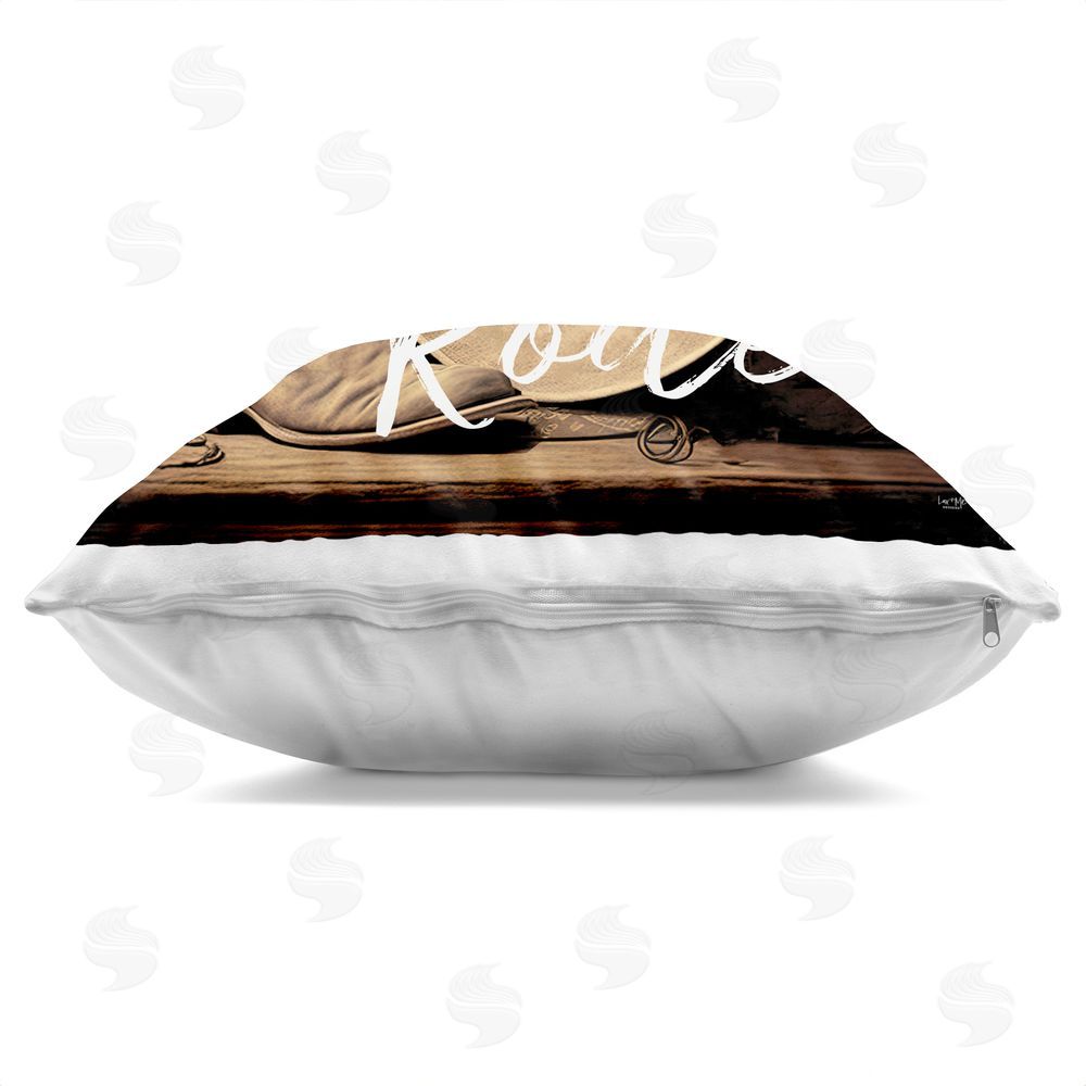 Lux + Me Designs Not My First Rodeo Indoor Plush Polyester Square Throw Pillow Zipper Detail