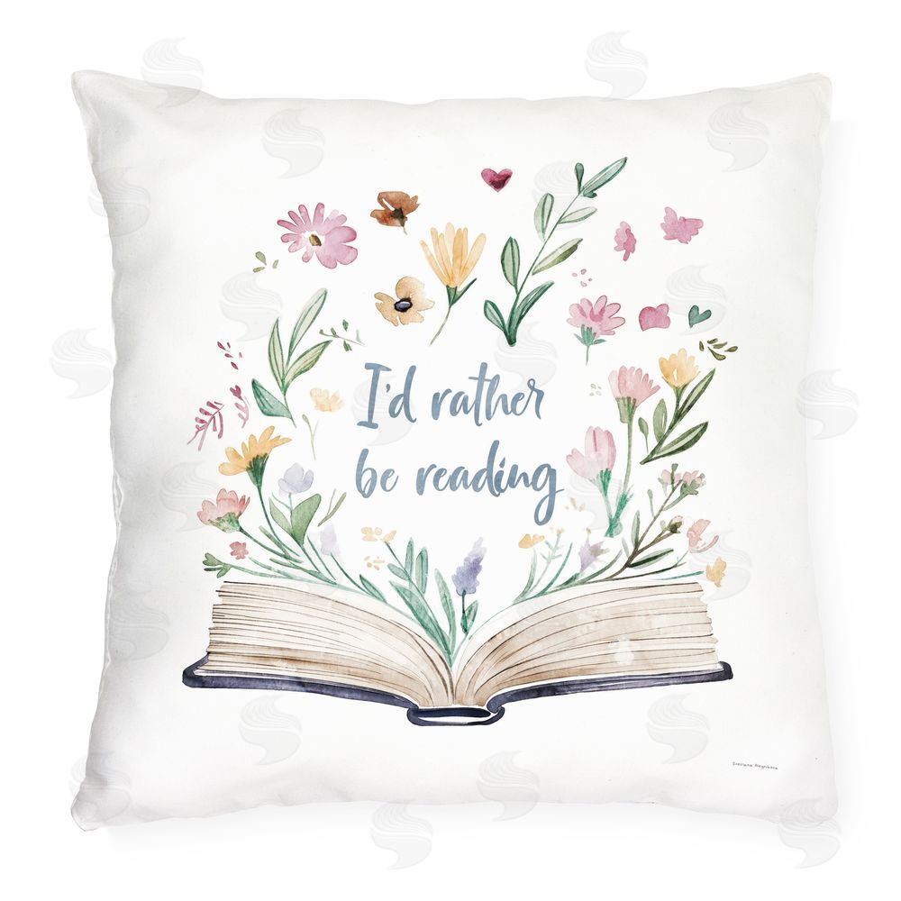 Svetlana Aleynikova I'd Rather Be Reading with Blooms Outdoor Quick-Dry Polyester Square Throw Pillow
