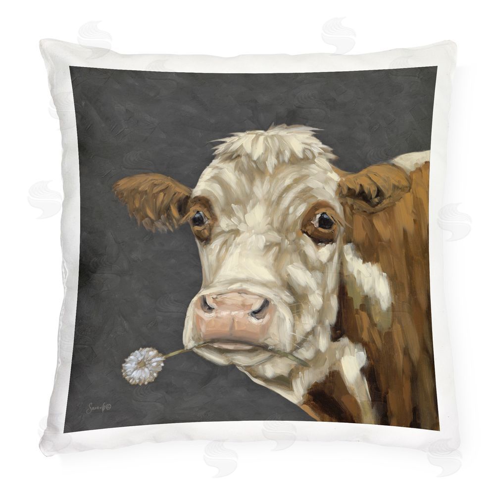 Sara G. Designs Looking Dandy Cattle Outdoor Quick-Dry Polyester Square Throw Pillow