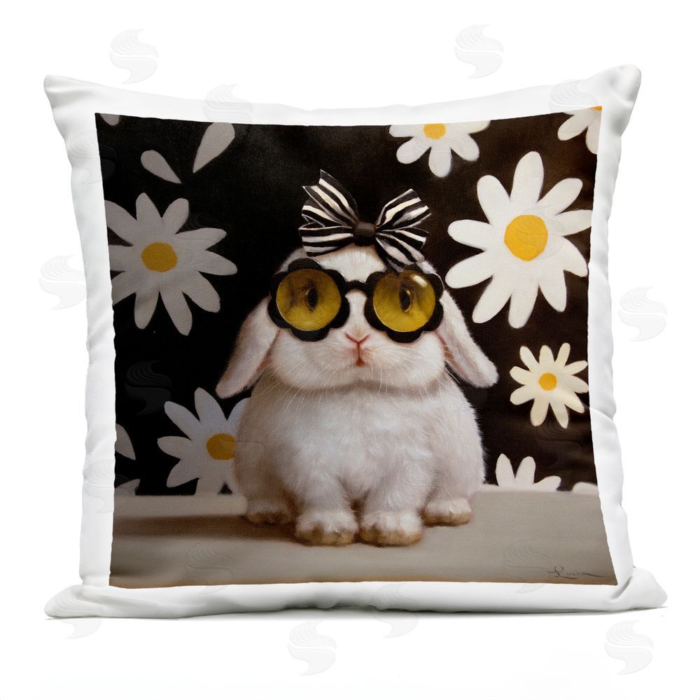 Lucia Heffernan Boopsie Daisy Bunny Square Outdoor Quick-Dry Polyester Throw Pillow