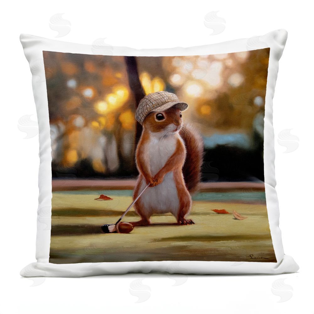 Lucia Heffernan Golf Nut Squirrel Outdoor Quick-Dry Polyester Square Throw Pillow