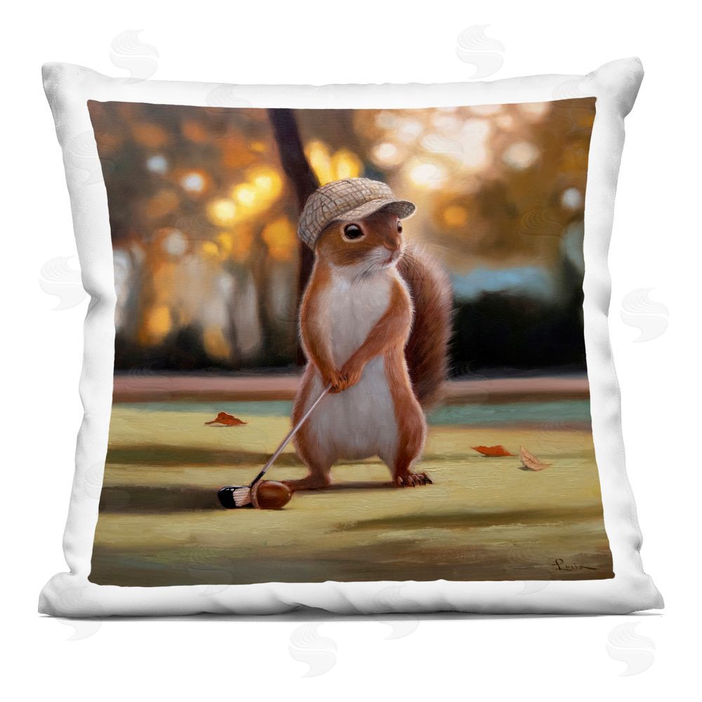 Lucia Heffernan Golf Nut Squirrel Indoor Plush Polyester Square Throw Pillow