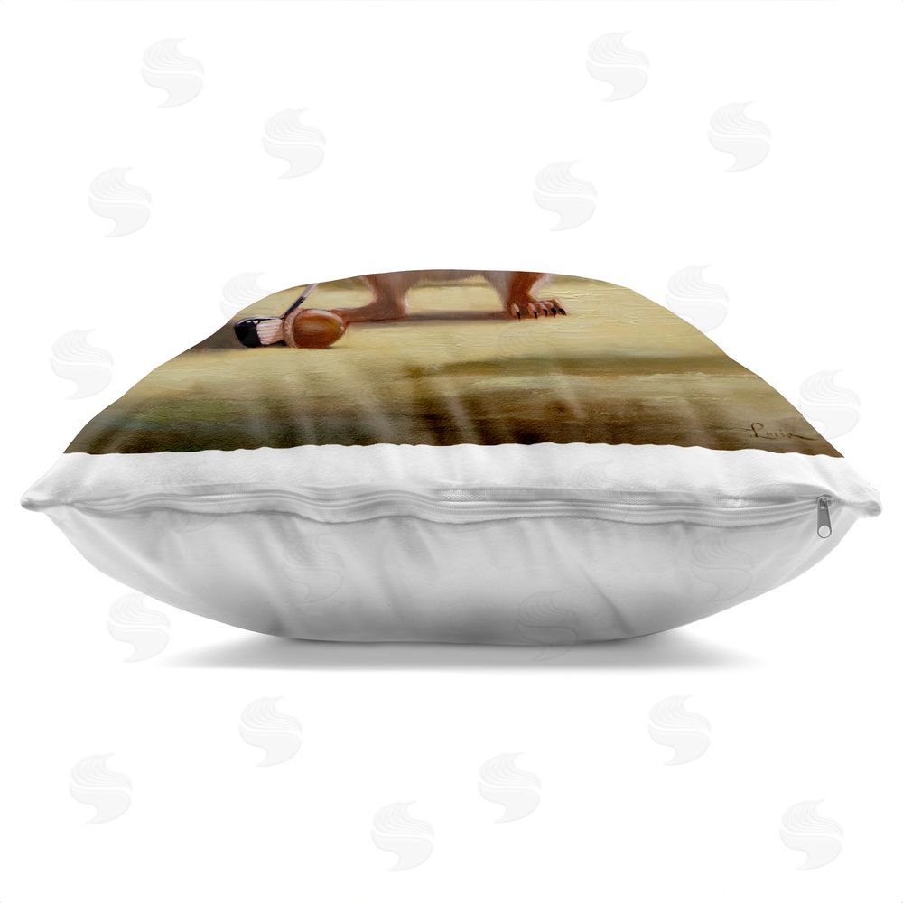 Lucia Heffernan Golf Nut Squirrel Indoor Plush Polyester Square Throw Pillow Zipper Detail