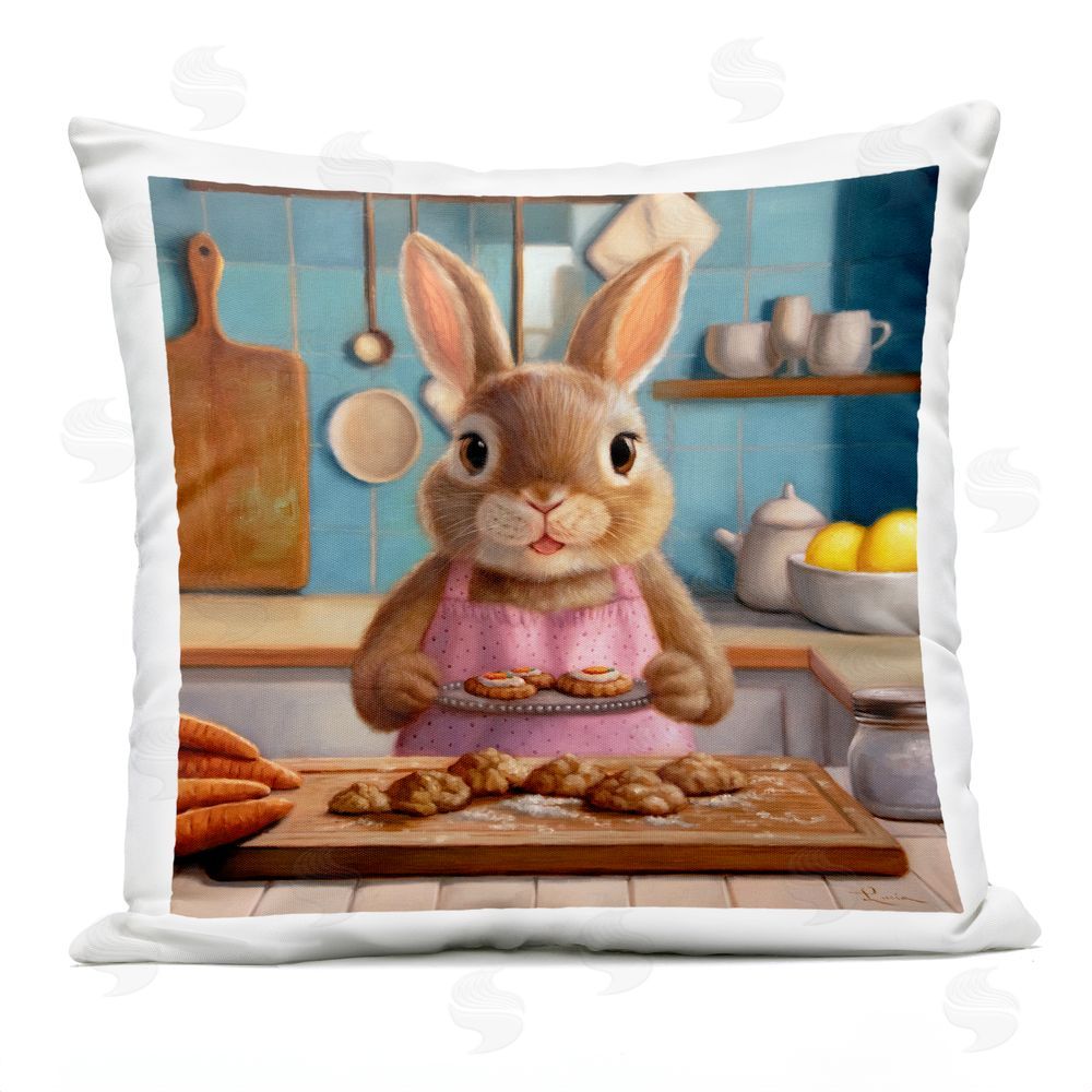 Lucia Heffernan Mrs. Bunny Bakewell Square Outdoor Quick-Dry Polyester Throw Pillow