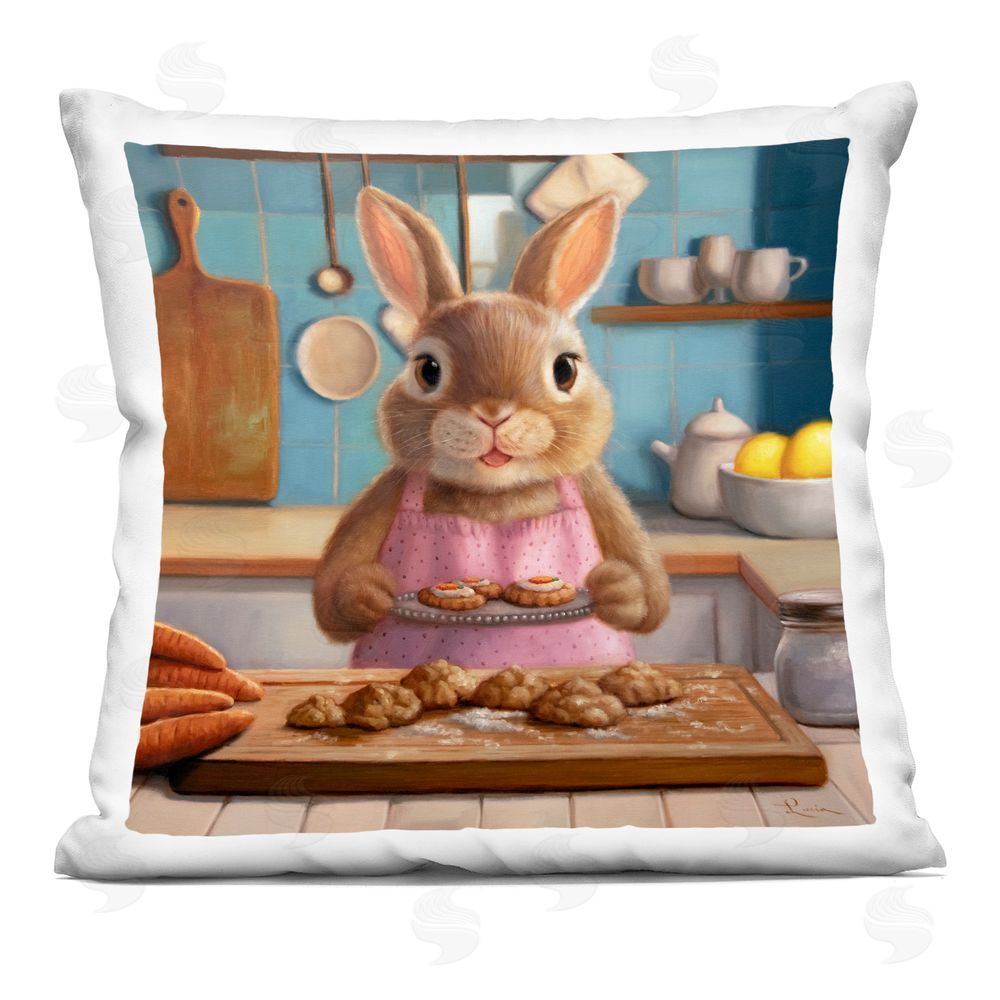 Lucia Heffernan Mrs. Bunny Bakewell Square Plush Polyester Throw Pillow