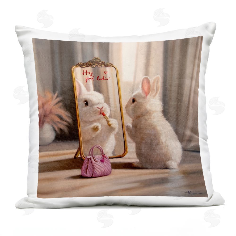 Lucia Heffernan Final Touch Makeup Bunny Square Outdoor Quick-Dry Polyester Throw Pillow