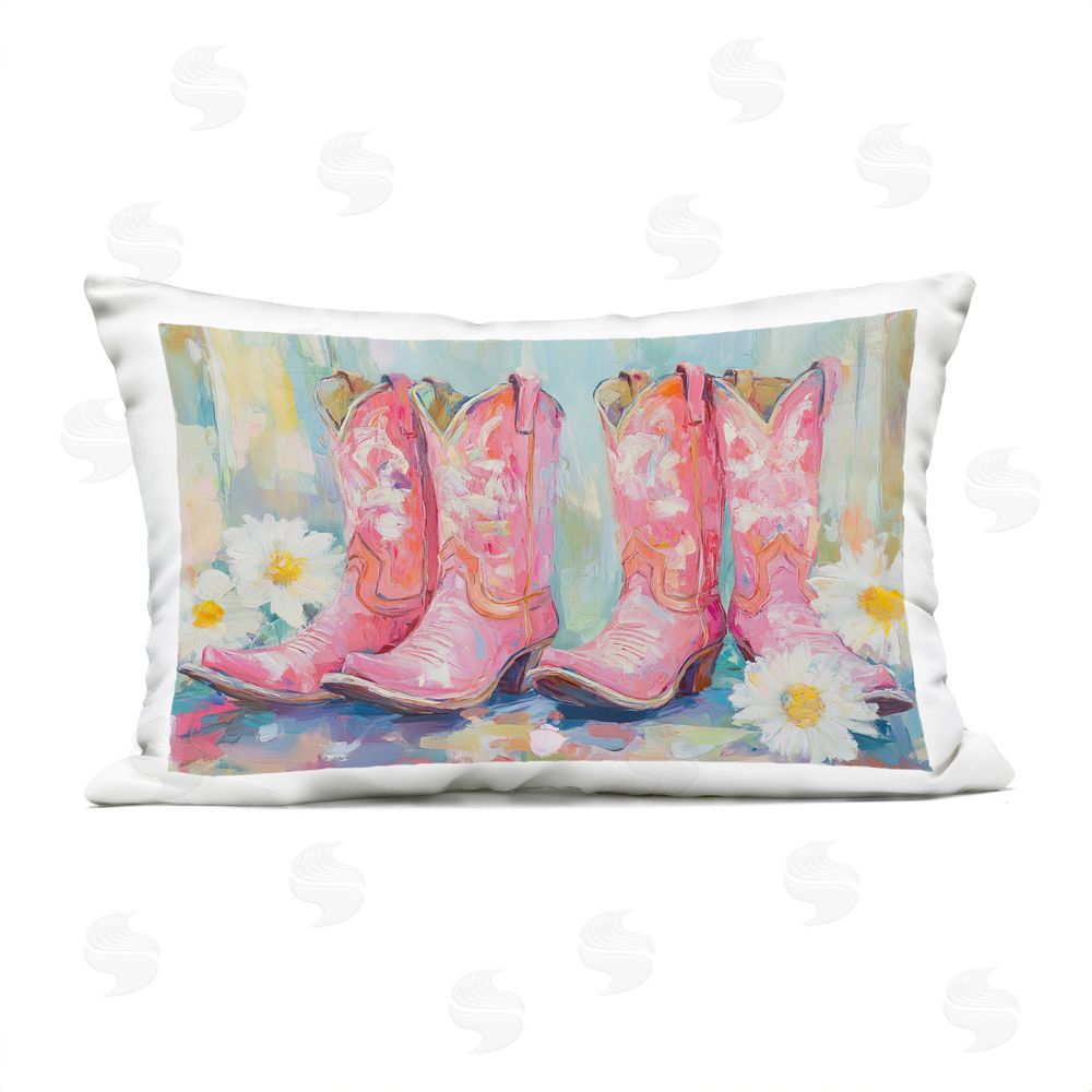 Tina LeCour Pink Cowgirl Boots Pairs Lumbar Outdoor Quick-Dry Polyester Throw Pillow