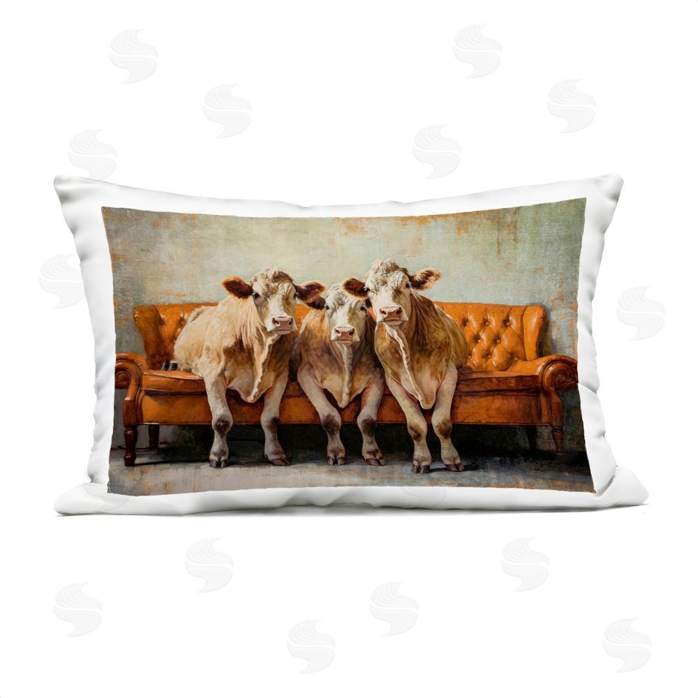 Tina LeCour Cows Just Chillin' Lumbar Outdoor Quick-Dry Polyester Throw Pillow