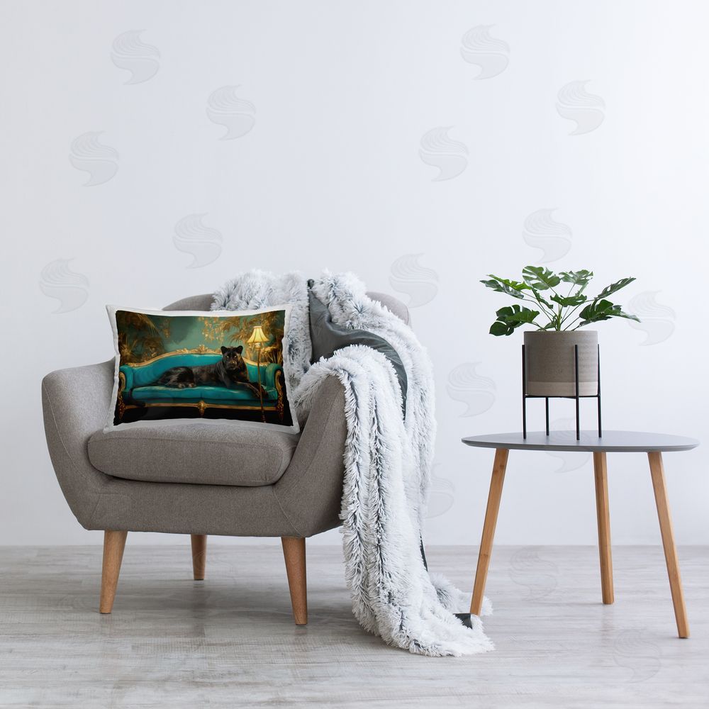 Tina LeCour Exotic Lounging Panther Square Outdoor Quick-Dry Polyester Throw Pillow on Seat