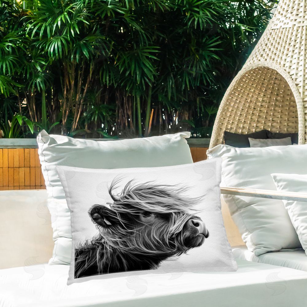 Tina LeCour Handsome Highland Portrait Lumbar Outdoor Quick-Dry Polyester Throw Pillow on Seat