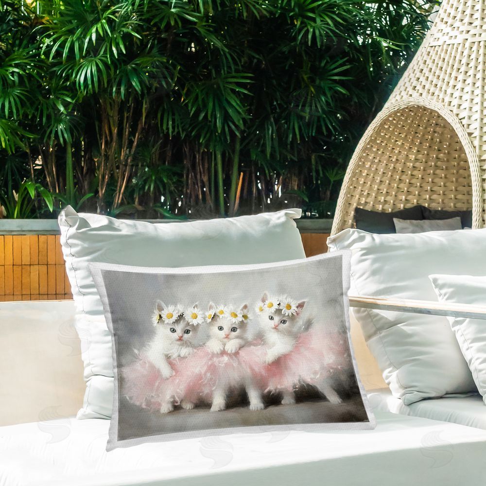 Tina LeCour Dancing Kittens in Tutus Lumbar Outdoor Quick-Dry Polyester Throw Pillow on Seat