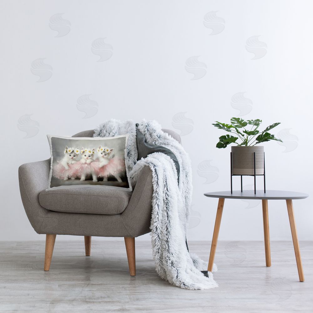 Tina LeCour Dancing Kittens in Tutus Square Outdoor Quick-Dry Polyester Throw Pillow on Seat