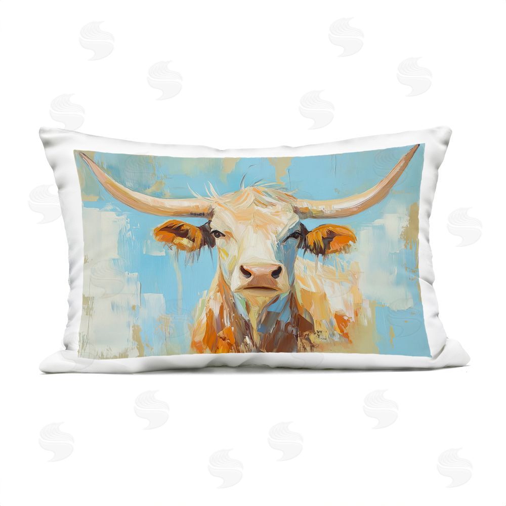 Tina LeCour Abstract Texas Longhorn Lumbar Outdoor Quick-Dry Polyester Throw Pillow