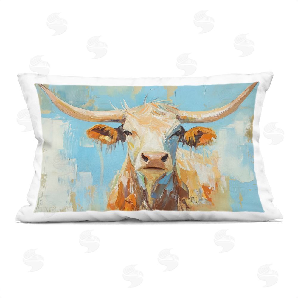 Tina LeCour Abstract Texas Longhorn Square Outdoor Quick-Dry Polyester Throw Pillow