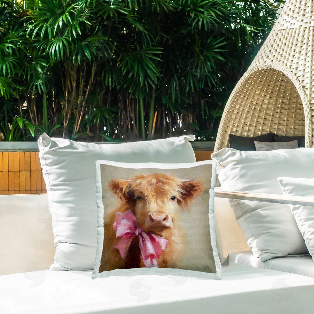 Tina LeCour Little Highland Sweetheart Square Outdoor Quick-Dry Polyester Throw Pillow on Seat
