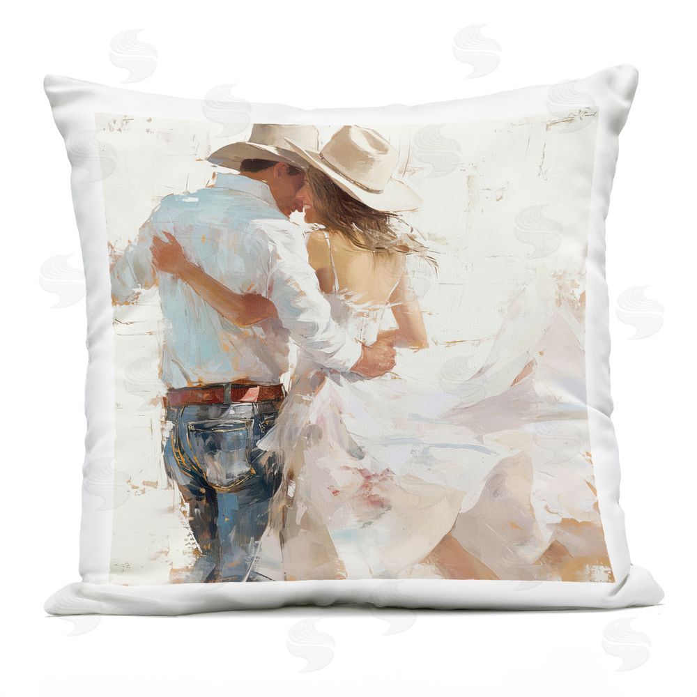 Tina LeCour Cowgirl Romance Couple Square Outdoor Quick-Dry Polyester Throw Pillow