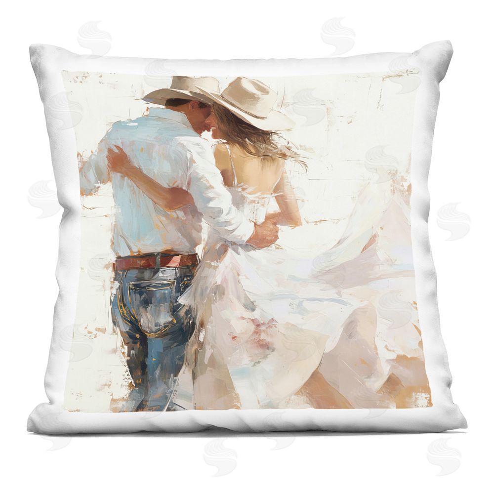 Tina LeCour Cowgirl Romance Couple Square Plush Polyester Throw Pillow