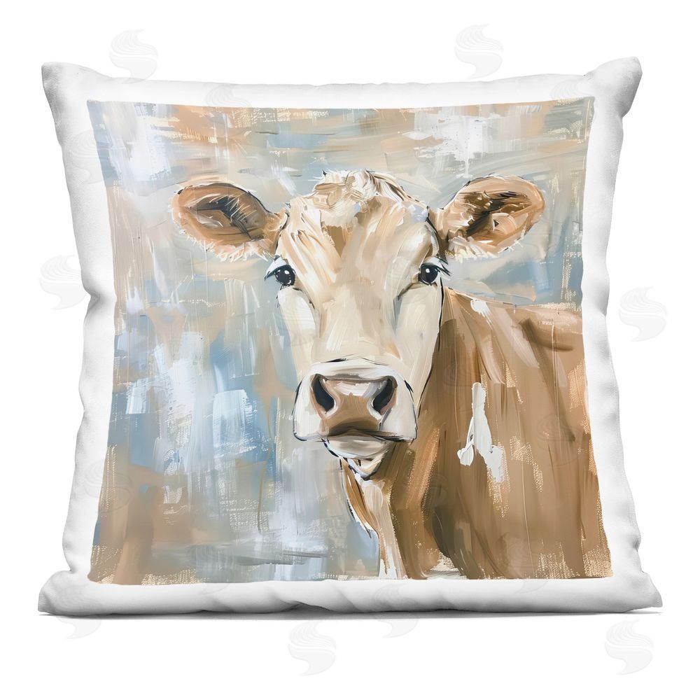 Tina LeCour The Brown Cow Abstract Square Plush Polyester Throw Pillow