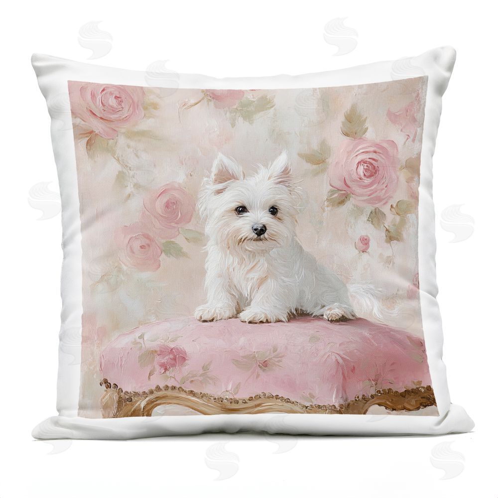 Tina LeCour Fancy Francesca Puppy Square Outdoor Quick-Dry Polyester Throw Pillow