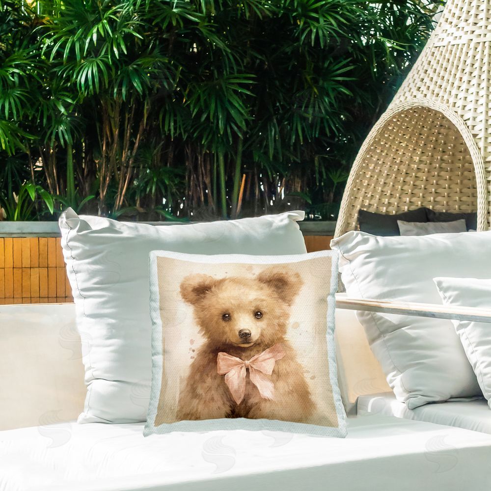 Tina LeCour Little Baby Bear Square Outdoor Quick-Dry Polyester Throw Pillow on Seat