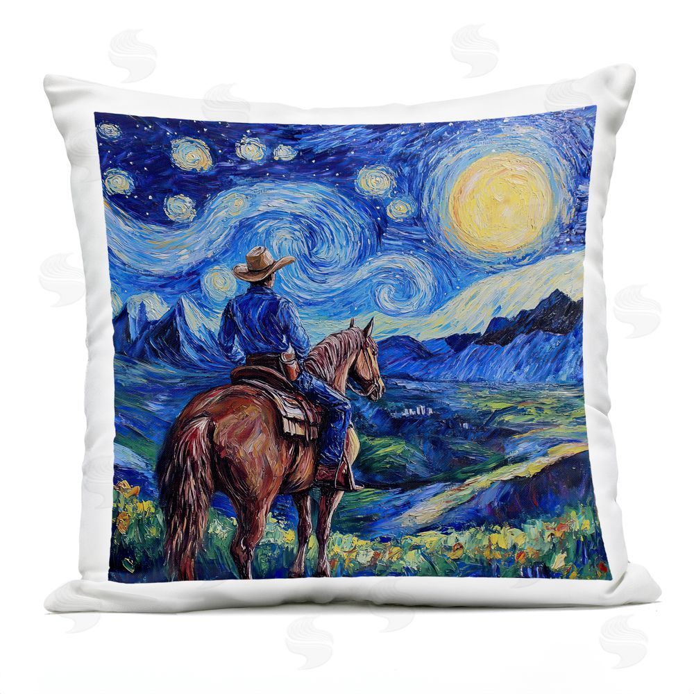 Tina LeCour Starry Night Cowboy Square Outdoor Quick-Dry Polyester Throw Pillow