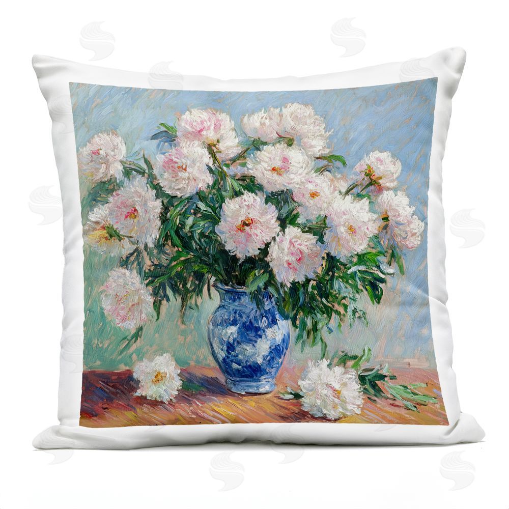 Tina LeCour Peonies in Blue Vase Square Outdoor Quick-Dry Polyester Throw Pillow