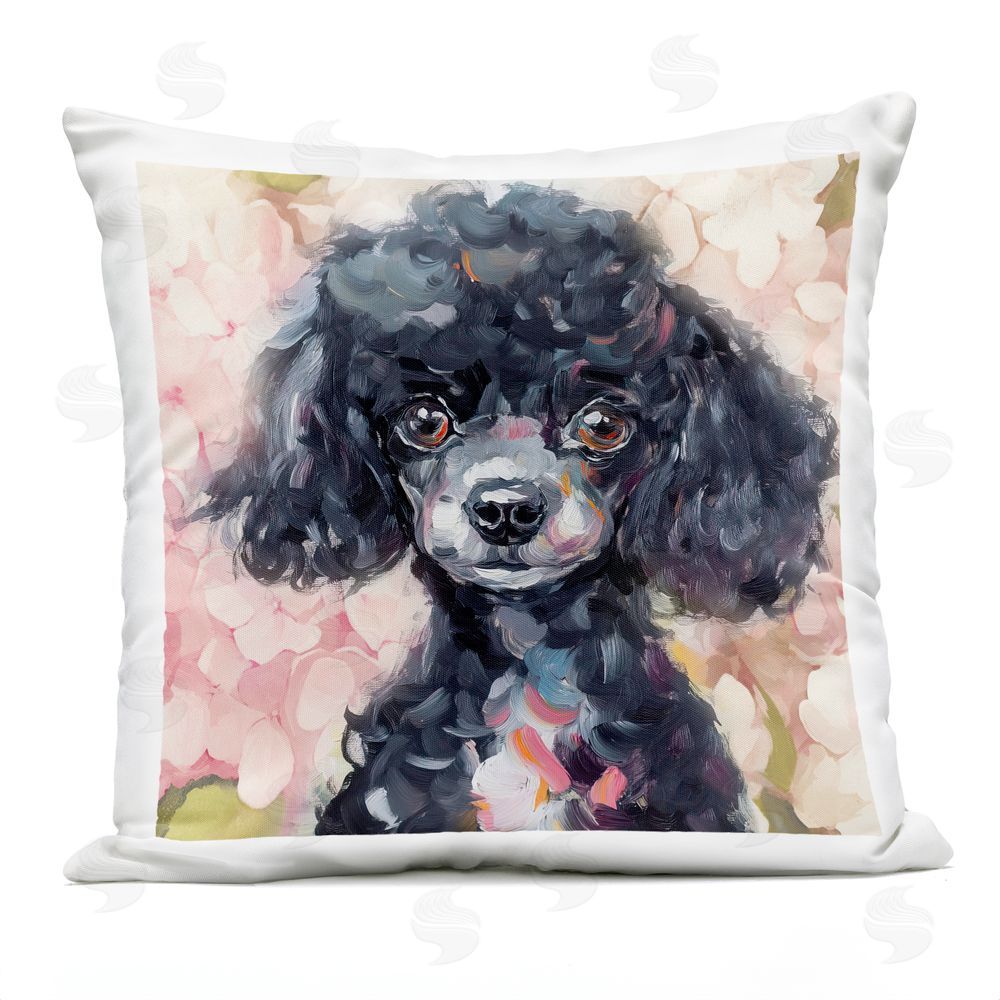 Tina LeCour Little Black Poodle Square Outdoor Quick-Dry Polyester Throw Pillow