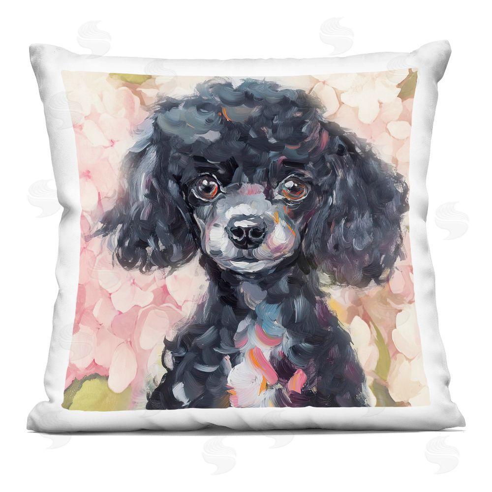 Tina LeCour Little Black Poodle Square Plush Polyester Throw Pillow