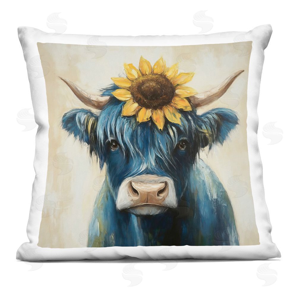 Tina LeCour Pastoral Sunflower Highland Square Plush Polyester Throw Pillow