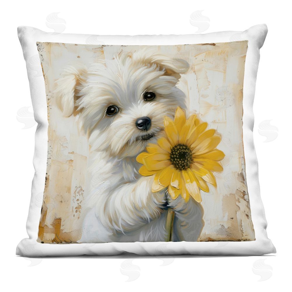 Tina LeCour Little Lucky Puppy Square Plush Polyester Throw Pillow