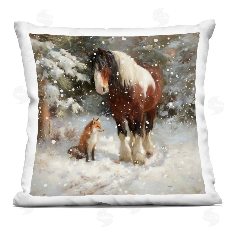 Tina LeCour The Horse & The Fox Square Plush Polyester Throw Pillow