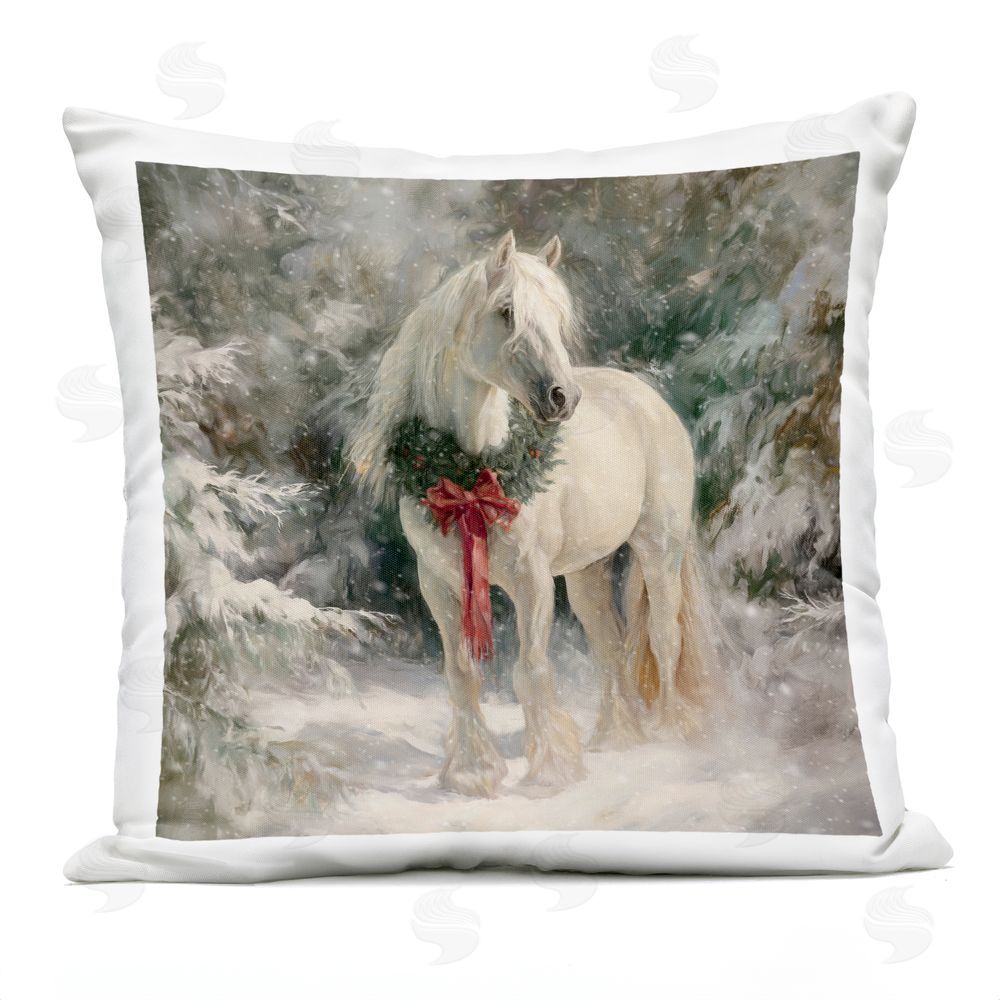 Tina LeCour Pretty Christmas Mare Square Outdoor Quick-Dry Polyester Throw Pillow