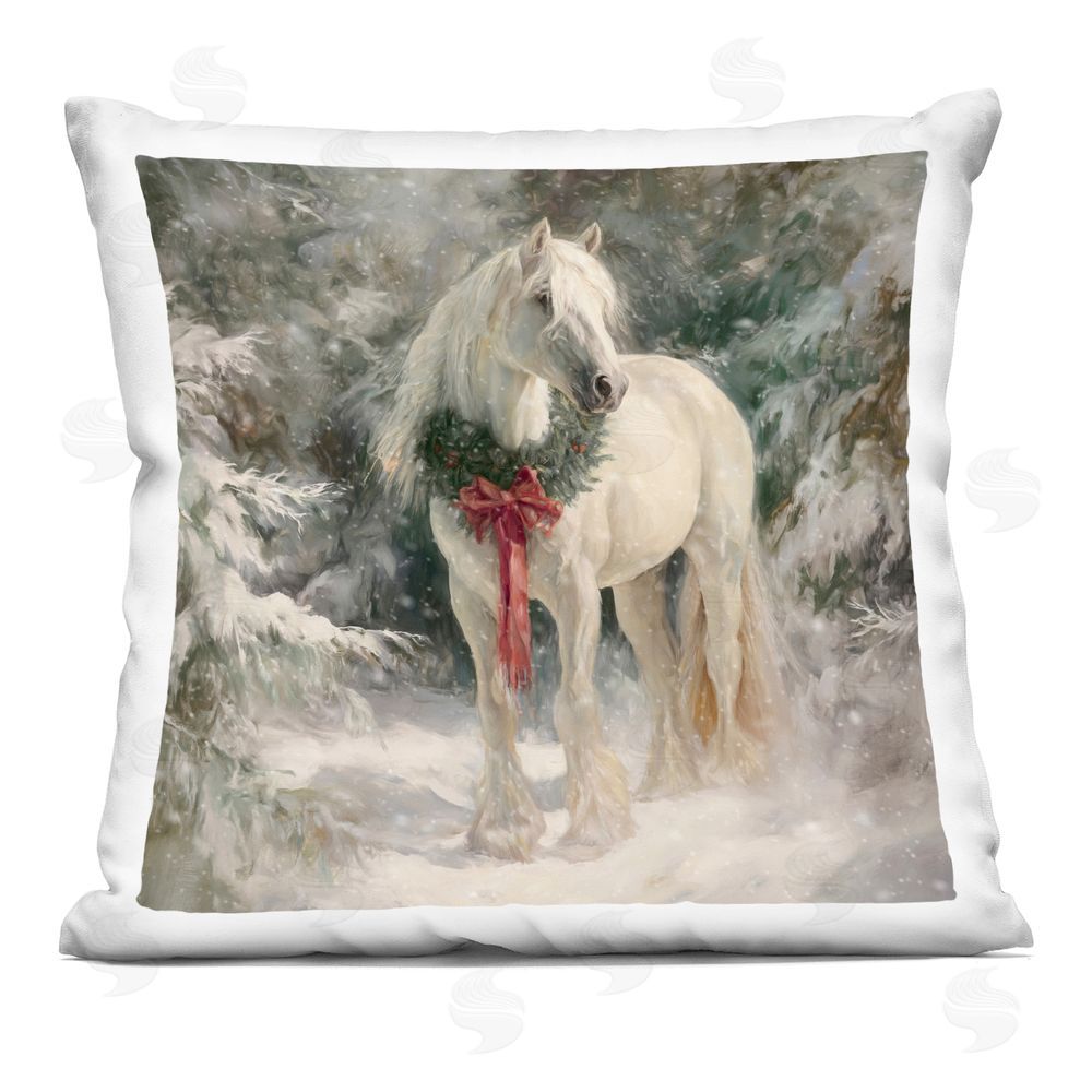 Tina LeCour Pretty Christmas Mare Square Plush Polyester Throw Pillow