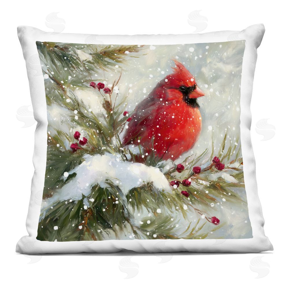 Tina LeCour Winter's Red Jewel Square Plush Polyester Throw Pillow