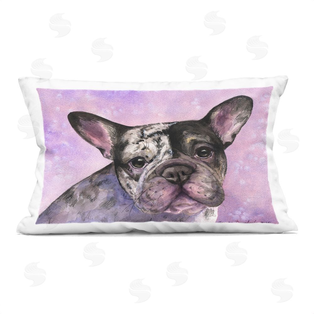 George Dyachenko Harlequin French Bulldog Square Outdoor Quick-Dry Polyester Throw Pillow