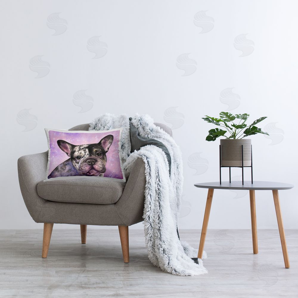 George Dyachenko Harlequin French Bulldog Square Outdoor Quick-Dry Polyester Throw Pillow on Seat