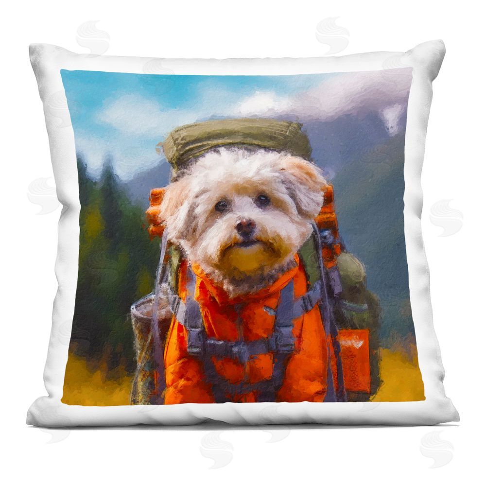 Sean Parnell Adventuring Hiker Dog Indoor Plush Polyester Square Throw Pillow