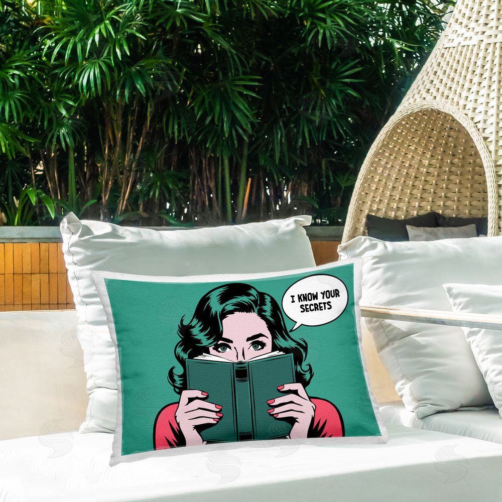 Andreas Magnusson Know Your Secrets Outdoor Quick-Dry Polyester Printed Lumbar Pillow on Patio