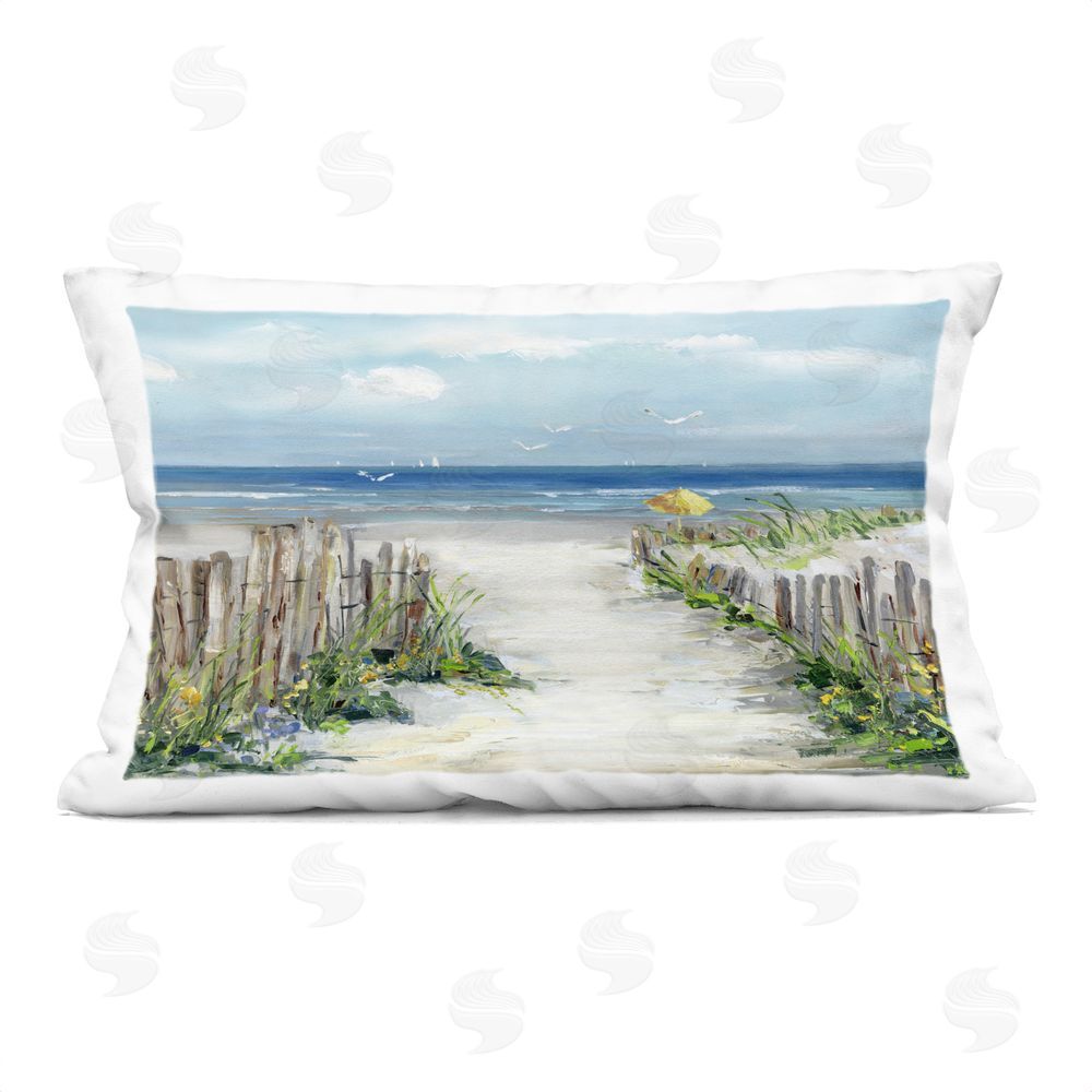 Sally Swatland Sunlit Dune Path To Ocean Indoor Plush Polyester Lumbar Pillow